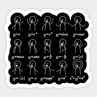 Math Teacher Dancing Figures Graphs Sticker